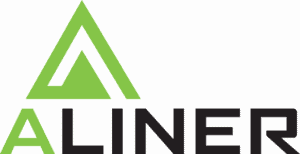 The aliner logo on a green background.